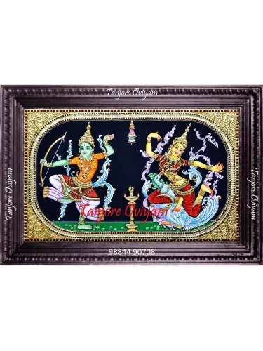 Thailand Rama Seetha Tanjore Painting with Asian Ram Sita art in traditional Thai style.